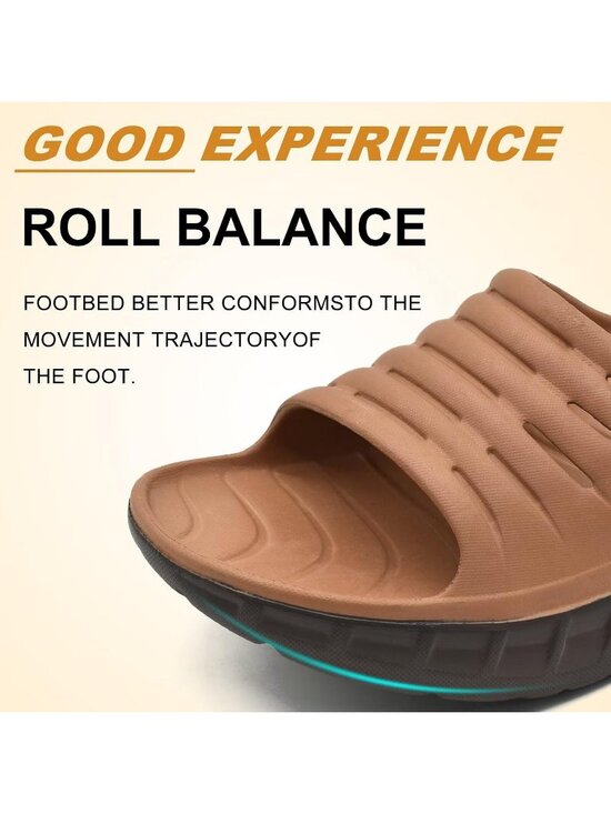 Men\'s Khaki Brown Recovery Orthotic Arch Support Open Toe Slides Slipper Shoes main image 5